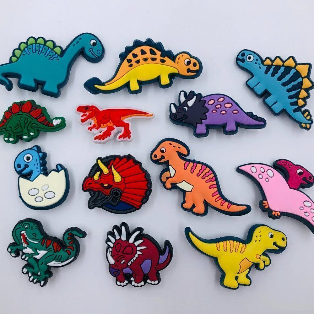 13pc Dinosaur Shoe Charms - Croc Accessories Cute Colorful